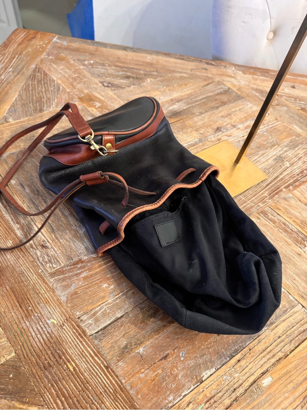 Leather Conpany Drawstring Crossbody Bag - Black & Brown - Picture 8 of 8